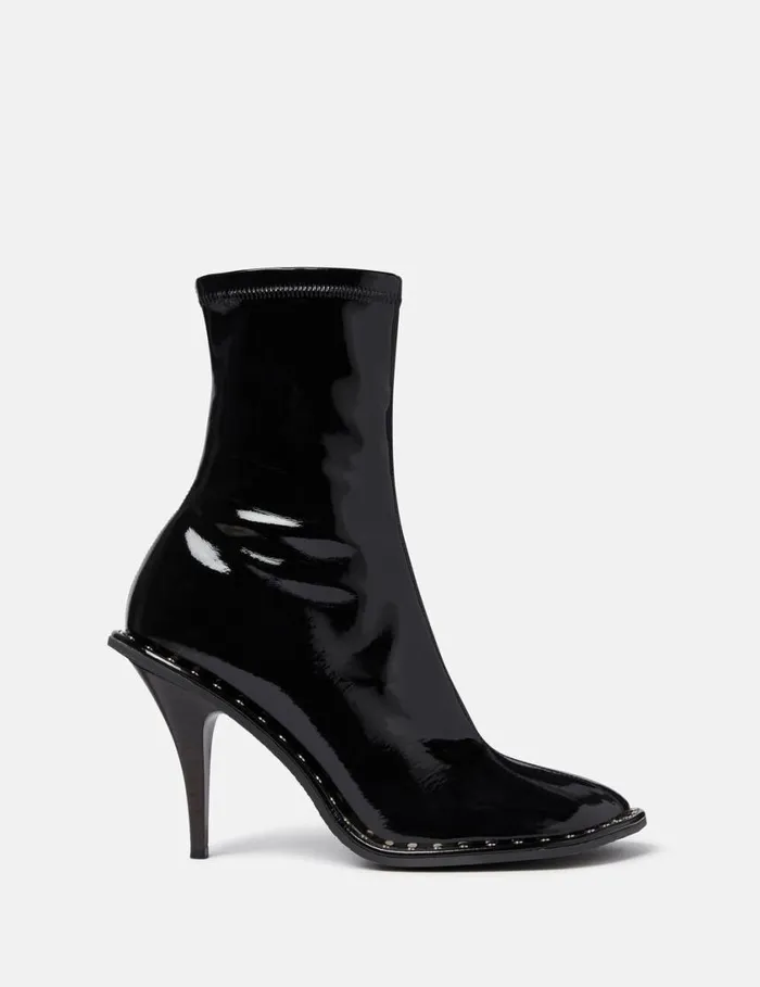 Women Ryder Lacquered Stiletto Ankle Boots Black Stella McCartney Boots