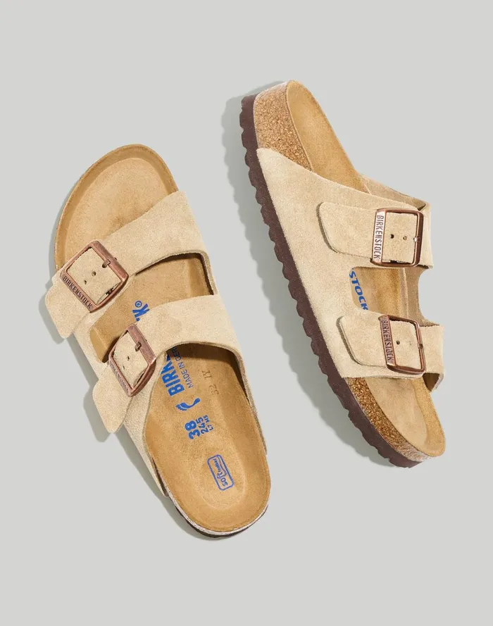 Women Sandals Madewell Birkenstock Arizona Soft Footbed Sandals In Nubuck Taupe