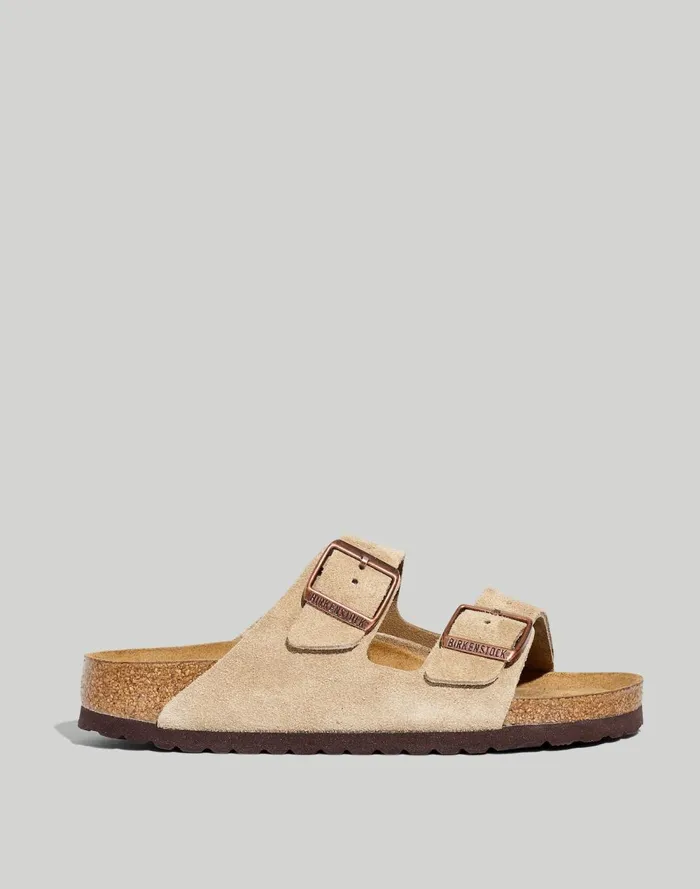 Women Sandals Madewell Birkenstock Arizona Soft Footbed Sandals In Nubuck Taupe