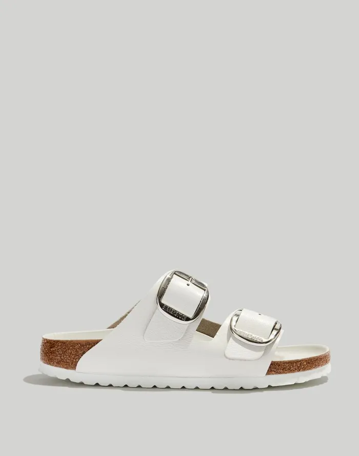 Women Sandals Madewell Birkenstock Big Buckle Arizona Sandals White Leather