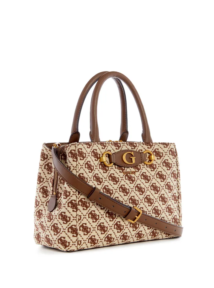 Women Satchel GUESS Brown Logo Izzy Small Girlfriend Satchel Bag Women Satchel GUESS Brown Logo Izzy Small Girlfriend Satchel Bag