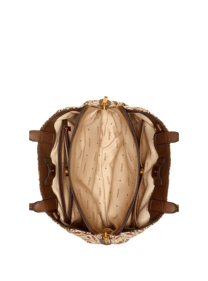 Women Satchel GUESS Brown Logo Izzy Small Girlfriend Satchel Bag Women Satchel GUESS Brown Logo Izzy Small Girlfriend Satchel Bag