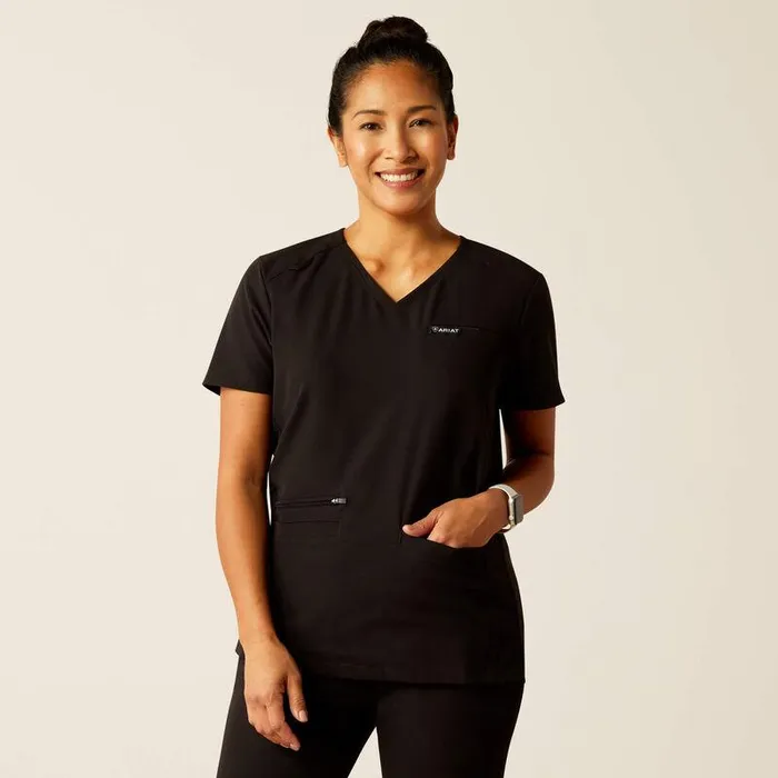 Women Scrubs Ariat Clara 6 Pocket Scrub Top Black