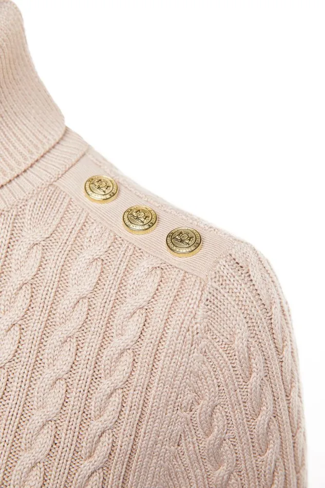 Women Seattle Roll Neck Cable Knit Oatmeal Holland Cooper Knitwear