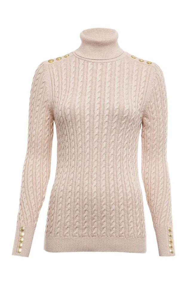 Women Seattle Roll Neck Cable Knit Oatmeal Holland Cooper Knitwear