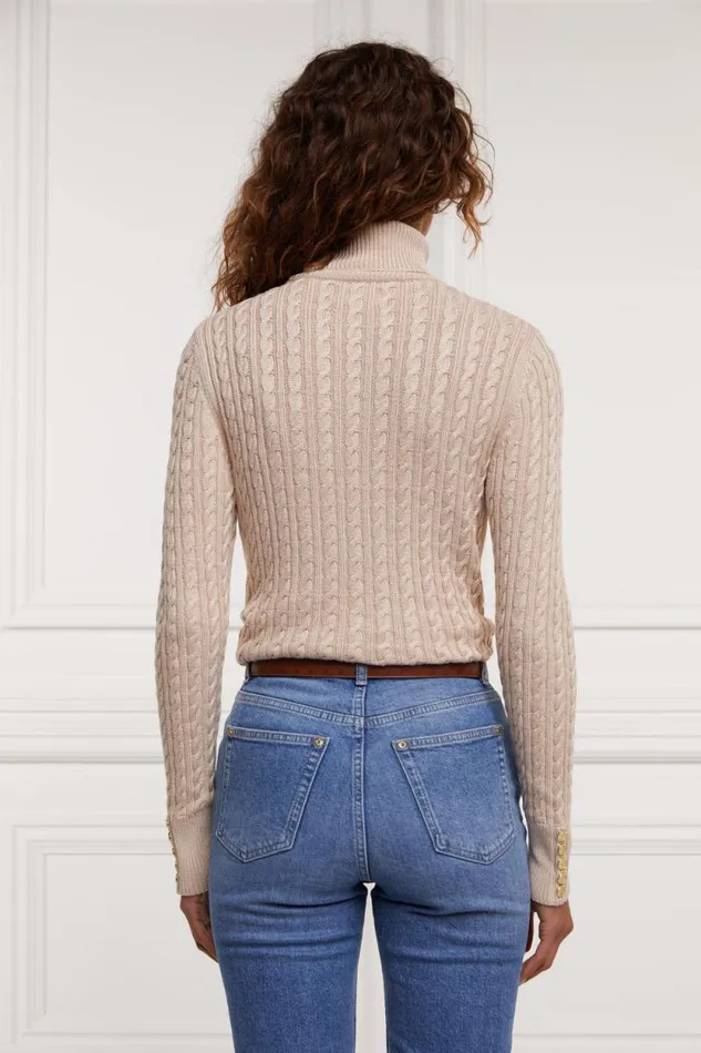 Women Seattle Roll Neck Cable Knit Oatmeal Holland Cooper Knitwear