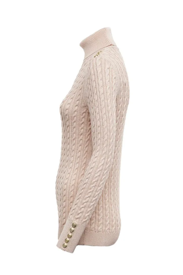Women Seattle Roll Neck Cable Knit Oatmeal Holland Cooper Knitwear