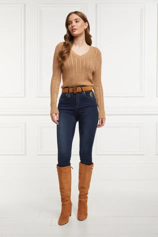 Women Seattle VNeck Knit Dark Camel Holland Cooper Knitwear