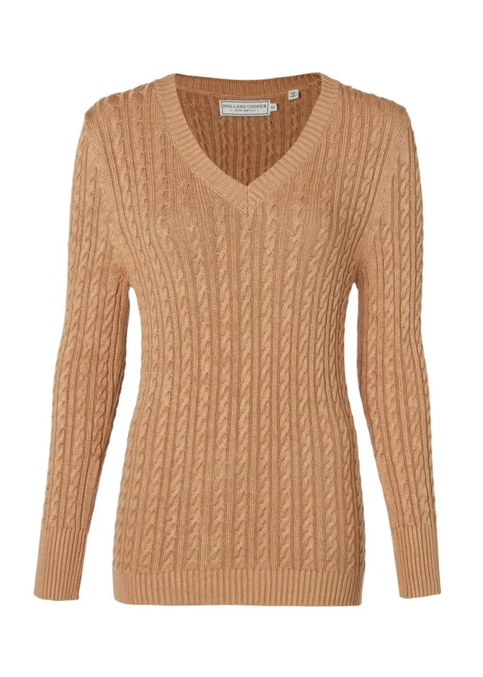 Women Seattle VNeck Knit Dark Camel Holland Cooper Knitwear