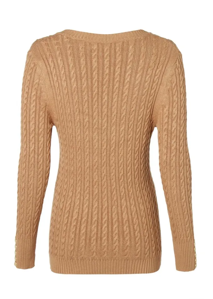 Women Seattle VNeck Knit Dark Camel Holland Cooper Knitwear