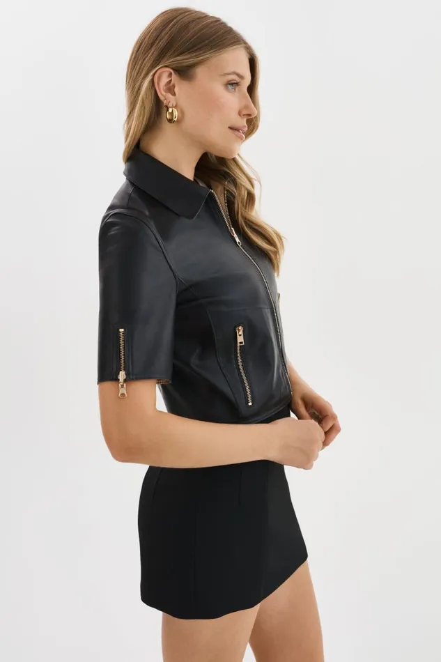 Women SEVANA Reversible Leather Jacket Blackgold LAMARQUE Short Sleeve Jackets Women SEVANA Reversible Leather Jacket Blackgold LAMARQUE Short Sleeve Jackets