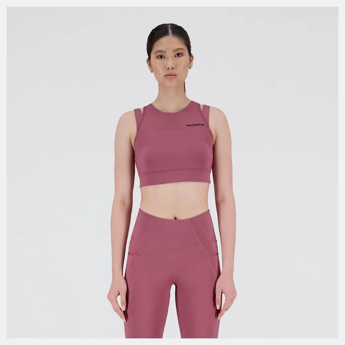 Women Shape Shield Crop Bra Washed Burgundy New Balance Sports Bras