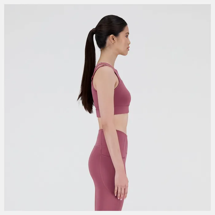 Women Shape Shield Crop Bra Washed Burgundy New Balance Sports Bras