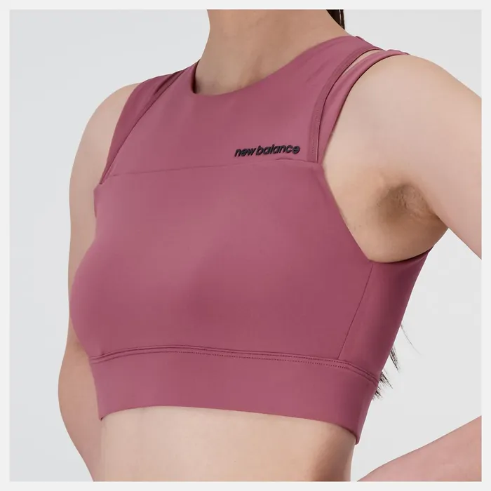 Women Shape Shield Crop Bra Washed Burgundy New Balance Sports Bras