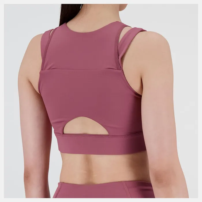 Women Shape Shield Crop Bra Washed Burgundy New Balance Sports Bras
