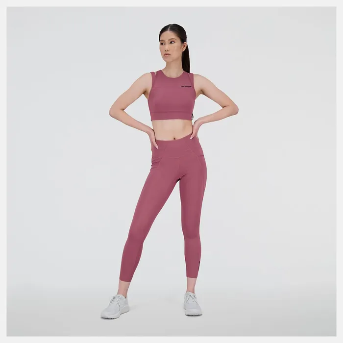 Women Shape Shield Crop Bra Washed Burgundy New Balance Sports Bras