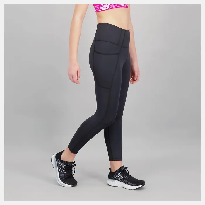 Women Shape Shield High Rise Pocket Crop Black New Balance Pants and Leggings