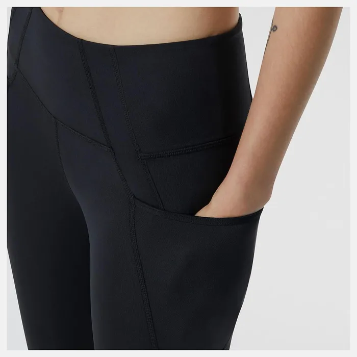 Women Shape Shield High Rise Pocket Crop Black New Balance Pants and Leggings