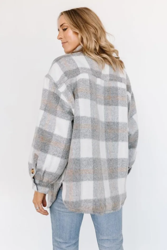 Women Sharon Plaid Shacket Gray White Baltic Born Outerwear