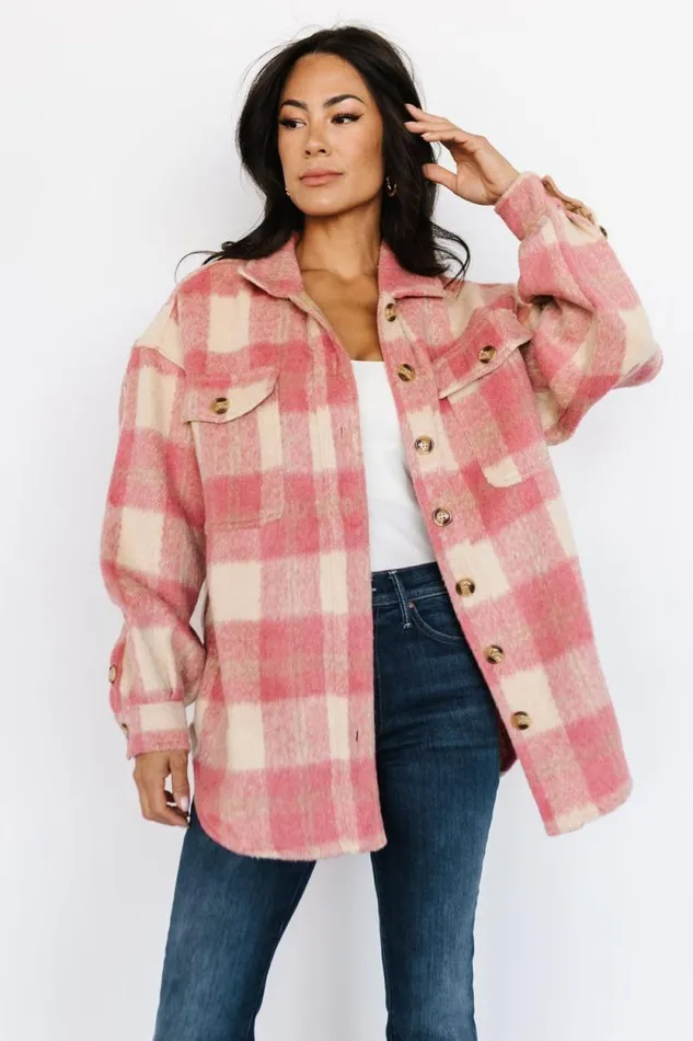Women Sharon Plaid Shacket Pink Sand Baltic Born Outerwear Women Sharon Plaid Shacket Pink Sand Baltic Born Outerwear