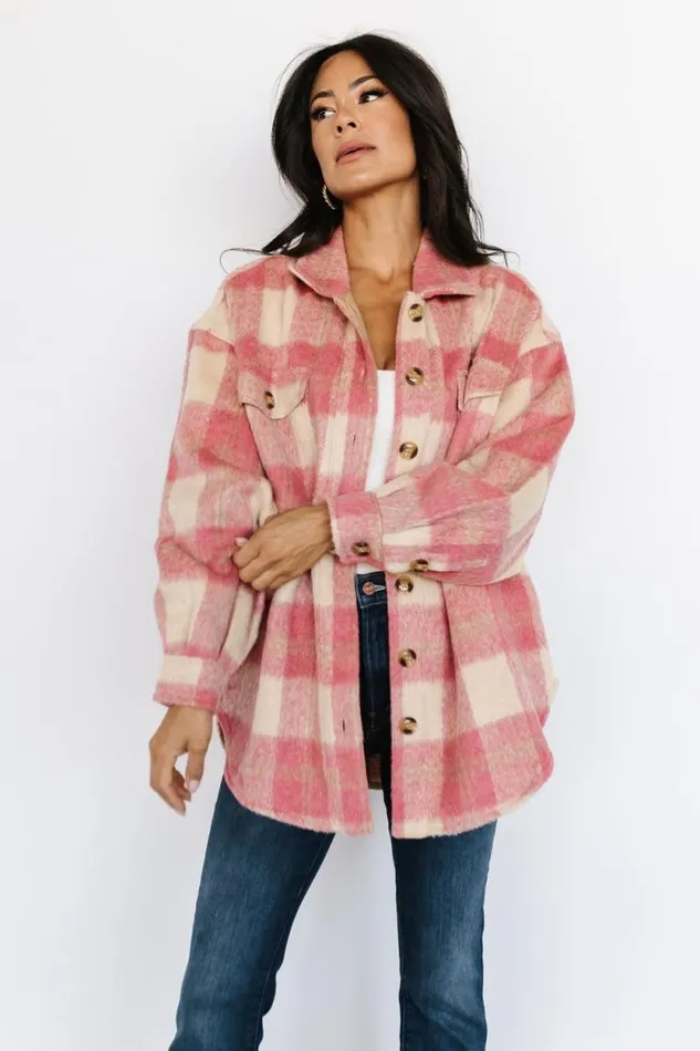 Women Sharon Plaid Shacket Pink Sand Baltic Born Outerwear Women Sharon Plaid Shacket Pink Sand Baltic Born Outerwear