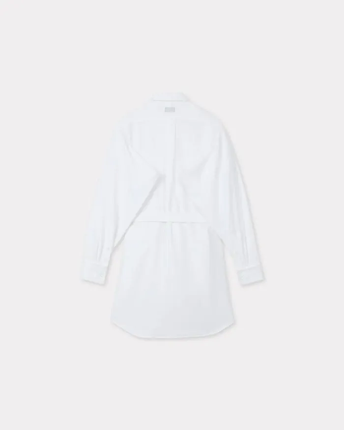 Women Shirt Dress With Kimono Sleeves In Oxford Cotton White Kenzo Kimonos