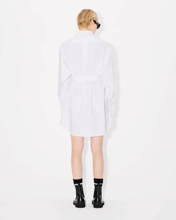 Women Shirt Dress With Kimono Sleeves In Oxford Cotton White Kenzo Kimonos