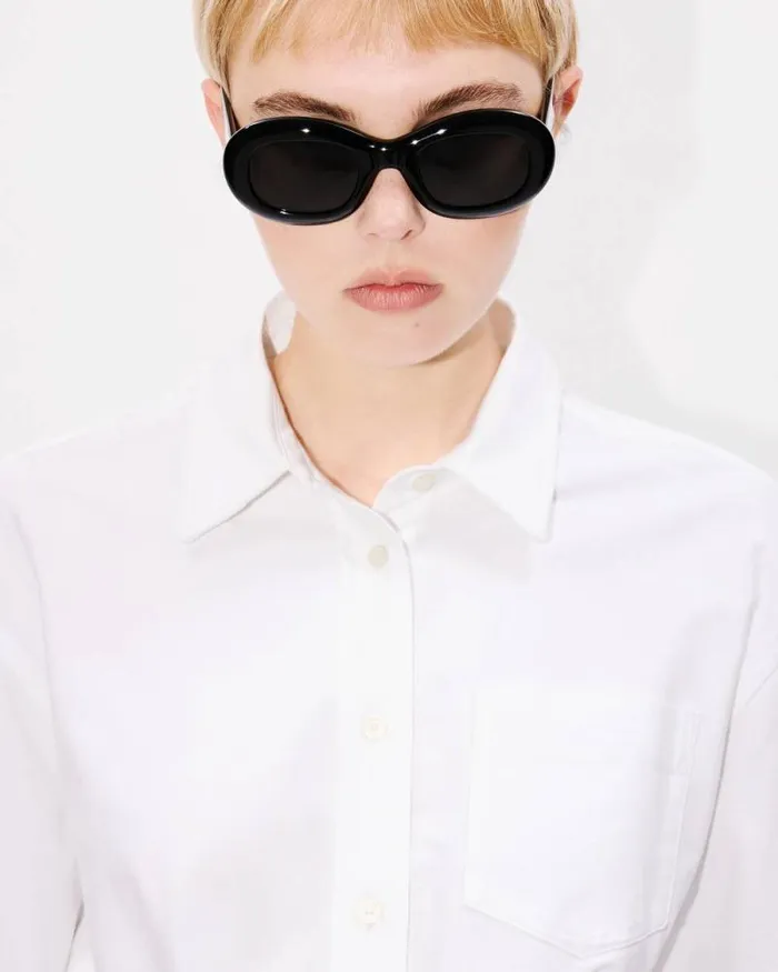 Women Shirt Dress With Kimono Sleeves In Oxford Cotton White Kenzo Kimonos