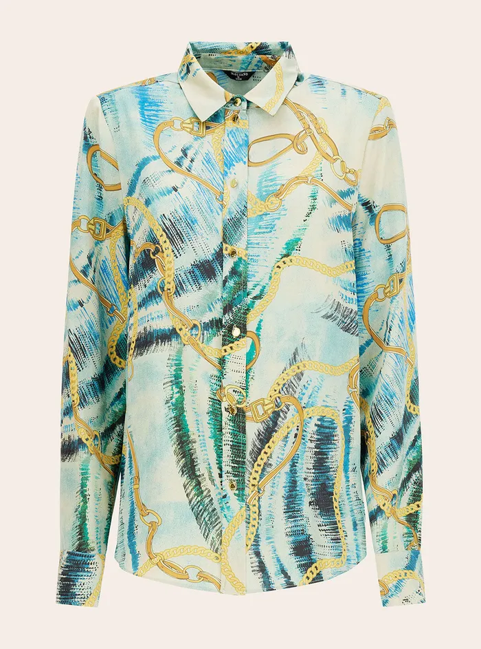 Women Shirts GUESS Marciano Blue Chain Reaction Shirt
