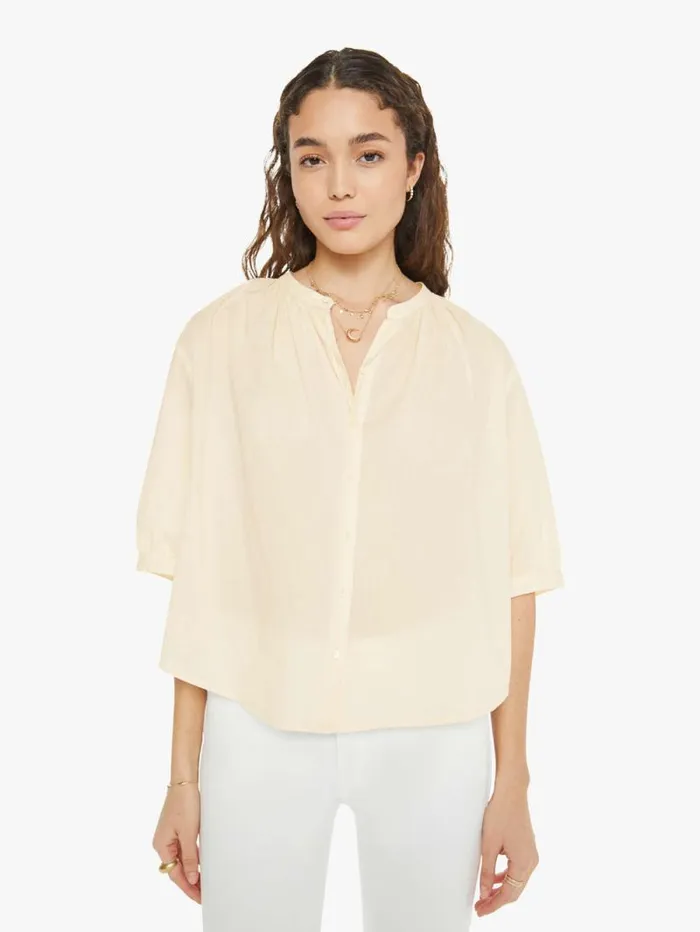 Women Shirts Mother Denim Chandler Shirt Cream Peach