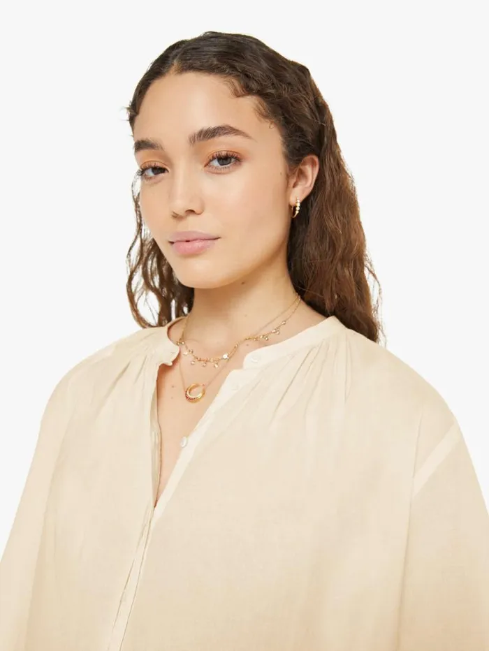 Women Shirts Mother Denim Chandler Shirt Cream Peach