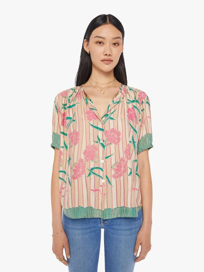 Women Shirts Mother Denim Violet Top Chamomile Rose