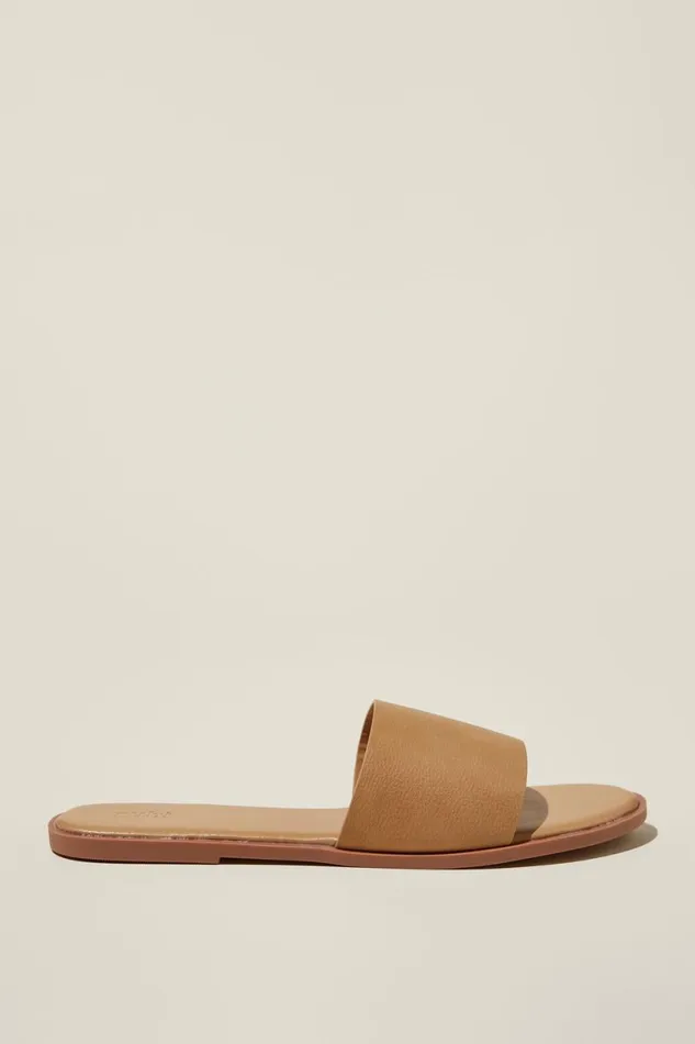 Women Shoes and Slippers Cotton On Sorrento Single Vamp Camel Pebbled