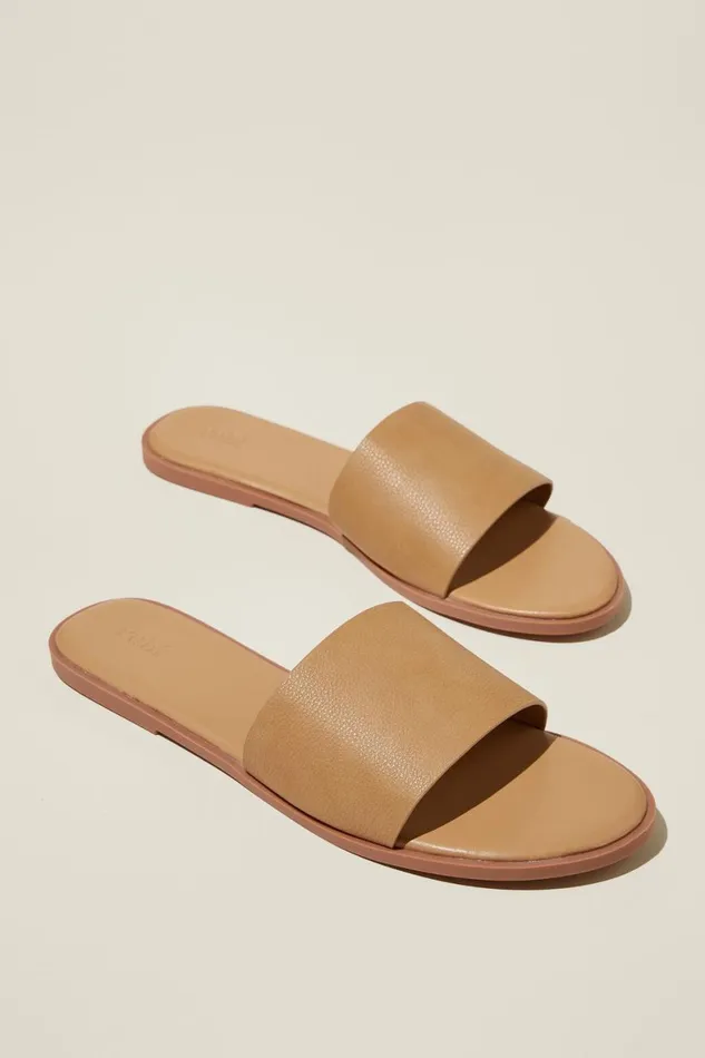 Women Shoes and Slippers Cotton On Sorrento Single Vamp Camel Pebbled