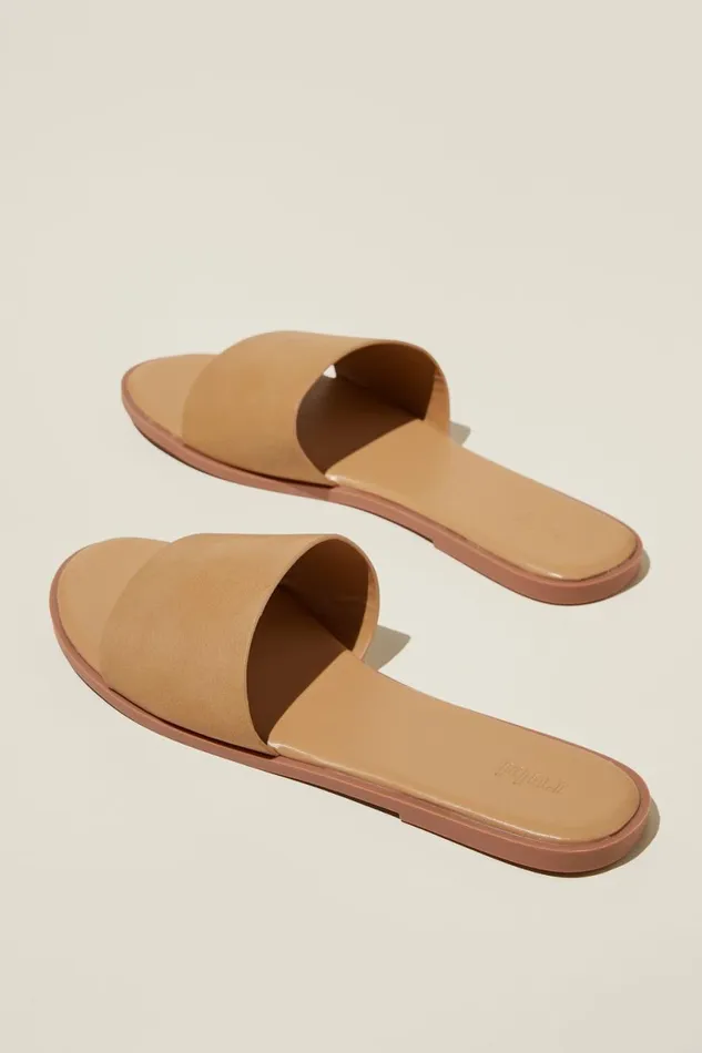 Women Shoes and Slippers Cotton On Sorrento Single Vamp Camel Pebbled