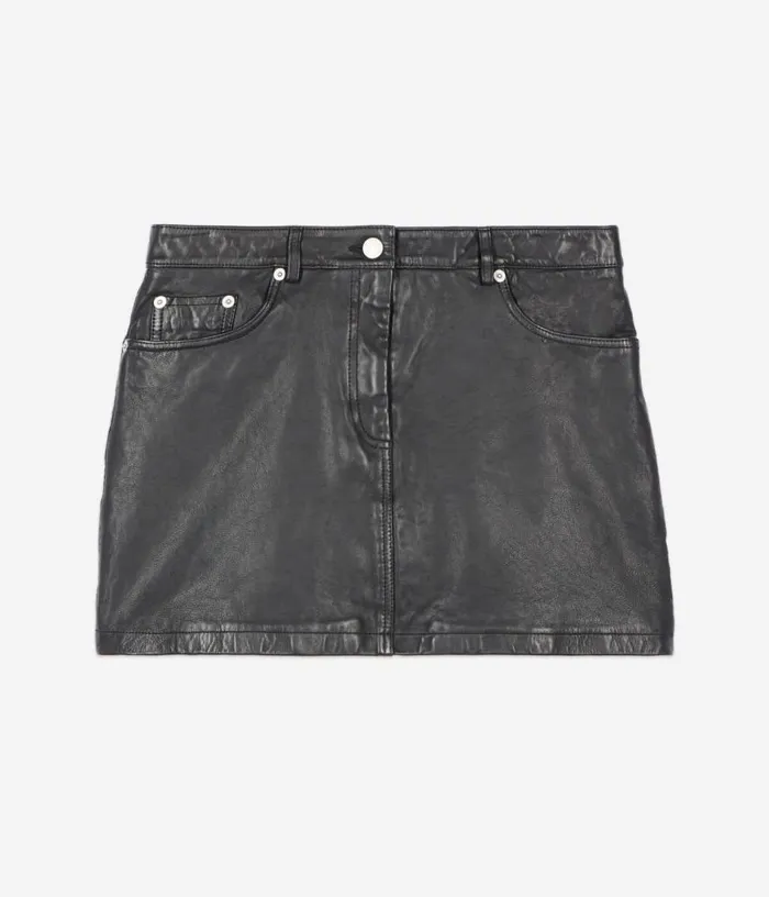 Women Short Black Leather Skirt THE KOOPLES Skirts and Shorts