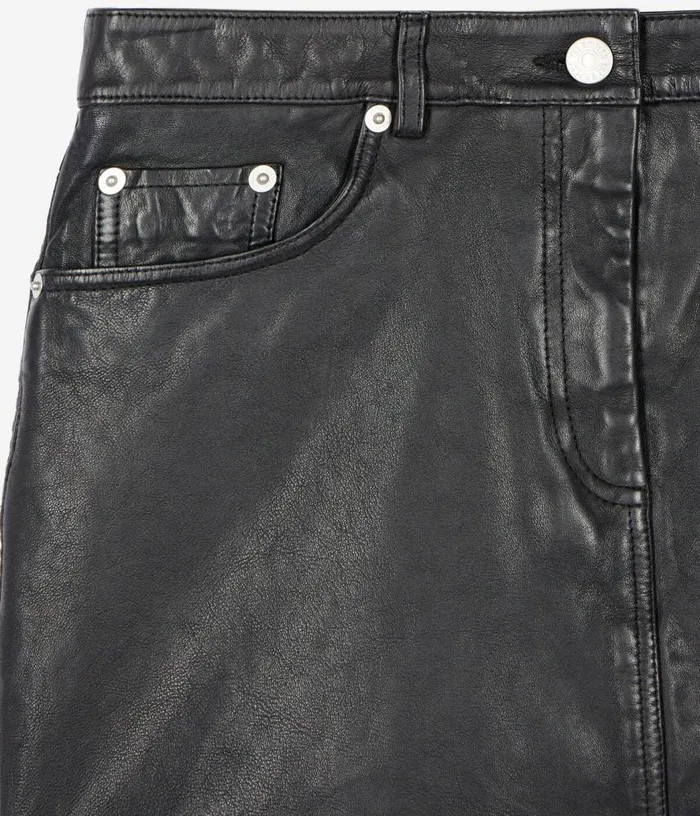 Women Short Black Leather Skirt THE KOOPLES Skirts and Shorts