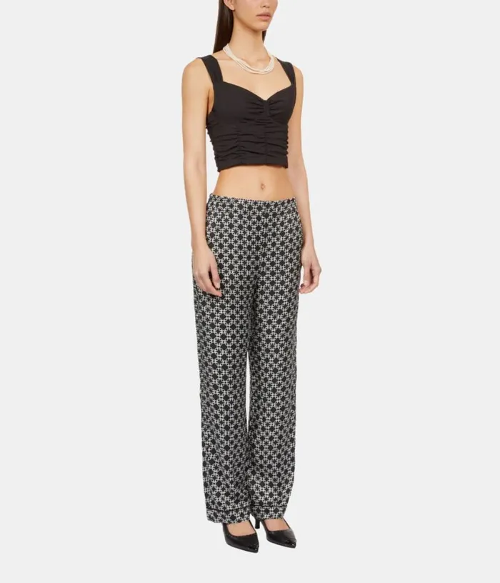 Women Short Black Top With Draping THE KOOPLES Blouses and Shirts