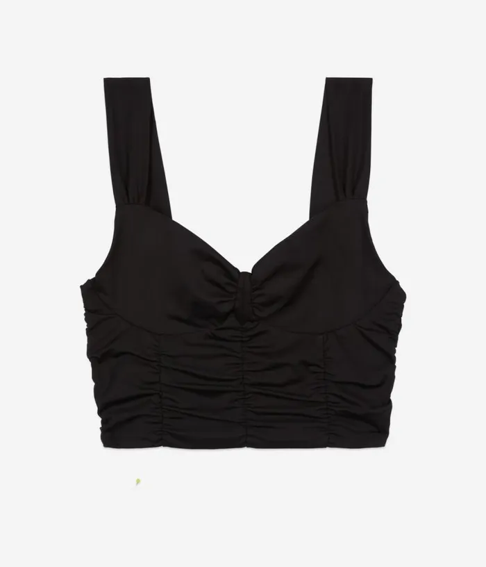 Women Short Black Top With Draping THE KOOPLES Blouses and Shirts