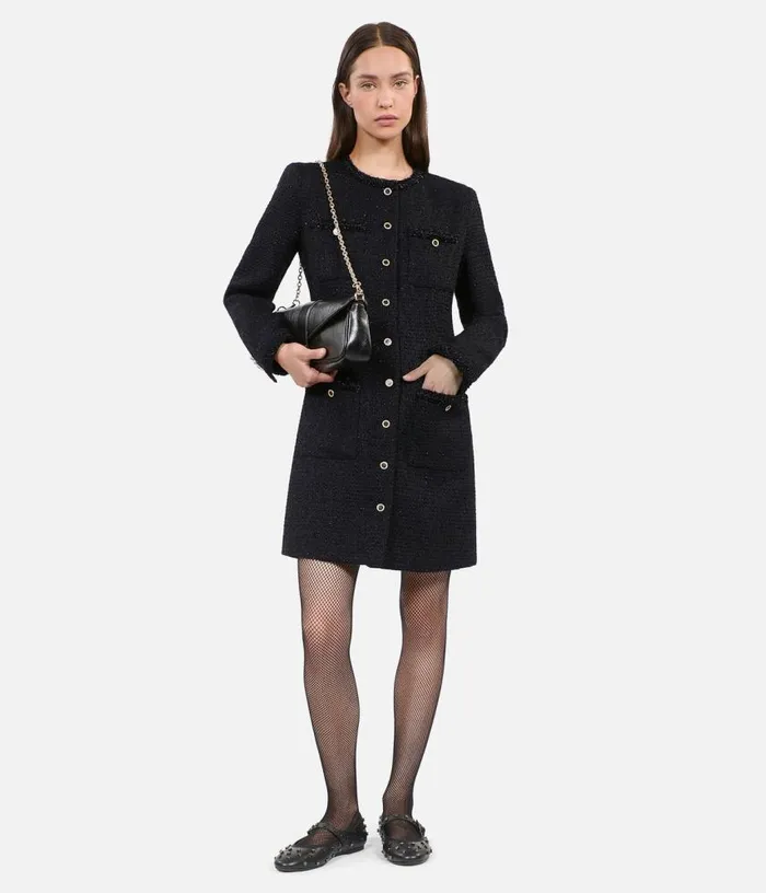 Women Short Black Tweed Dress THE KOOPLES Dresses and Jumpsuits