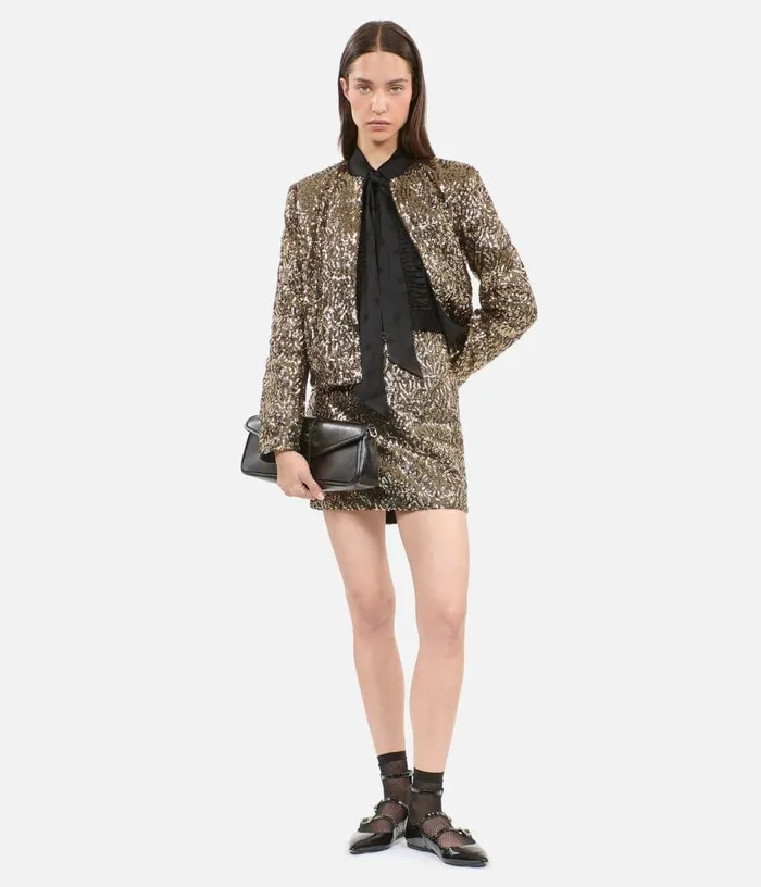 Women Short Golden Sequined Skirt THE KOOPLES Skirts and Shorts