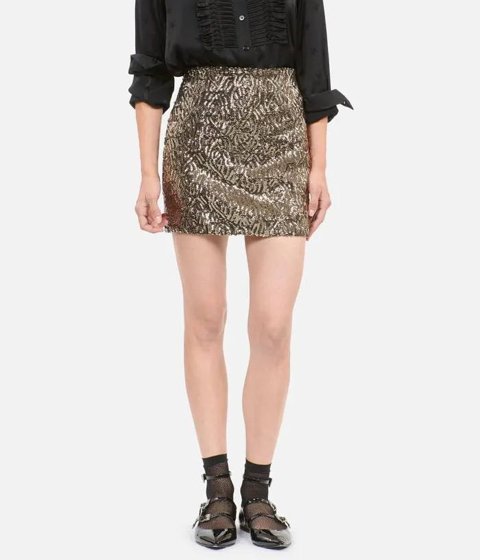 Women Short Golden Sequined Skirt THE KOOPLES Skirts and Shorts