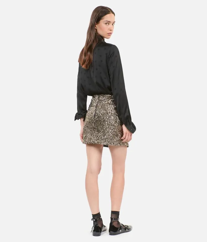 Women Short Golden Sequined Skirt THE KOOPLES Skirts and Shorts