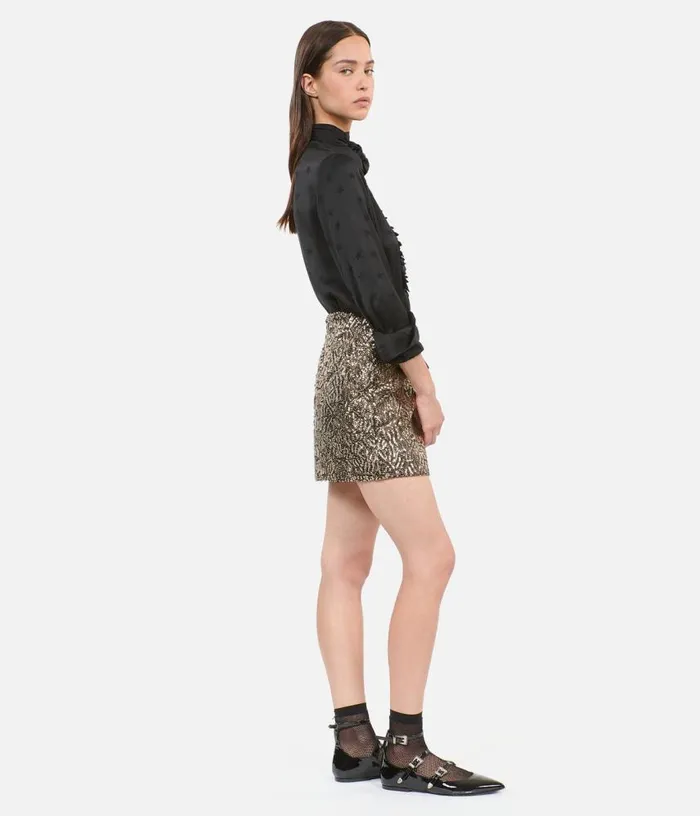 Women Short Golden Sequined Skirt THE KOOPLES Skirts and Shorts