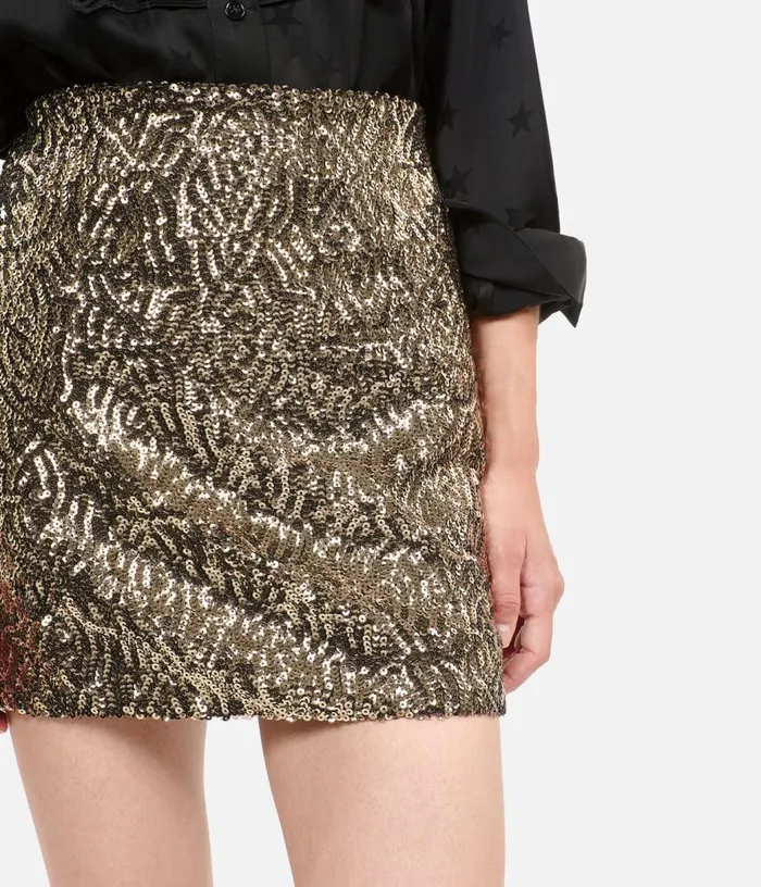 Women Short Golden Sequined Skirt THE KOOPLES Skirts and Shorts