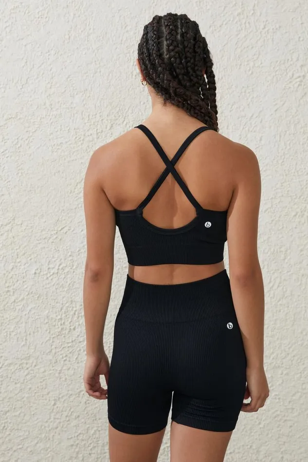 Women Shorts and Skirts Cotton On Seamless Rib Bike Short Black