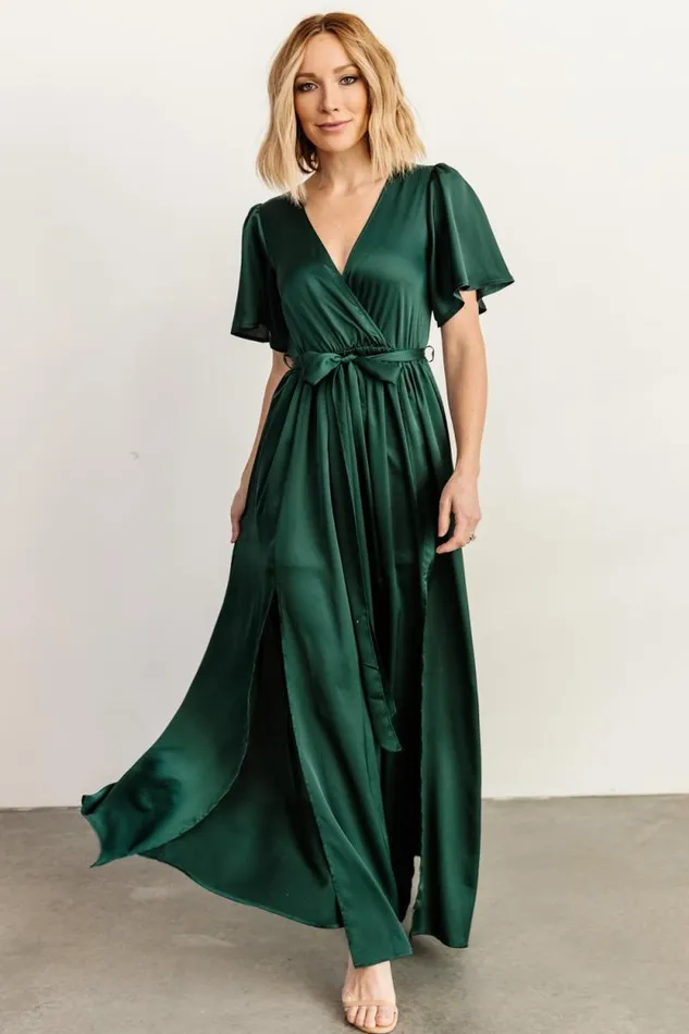 Women Sicily Satin Maxi Dress Emerald Baltic Born The Guest Edit Women Sicily Satin Maxi Dress Emerald Baltic Born The Guest Edit