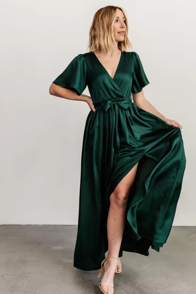 Women Sicily Satin Maxi Dress Emerald Baltic Born The Guest Edit Women Sicily Satin Maxi Dress Emerald Baltic Born The Guest Edit