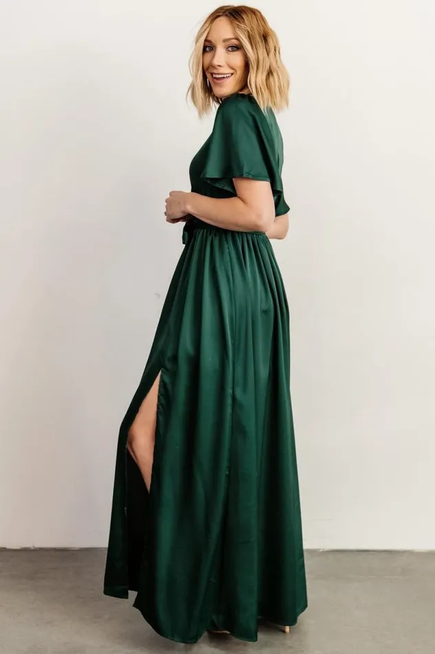Women Sicily Satin Maxi Dress Emerald Baltic Born The Guest Edit Women Sicily Satin Maxi Dress Emerald Baltic Born The Guest Edit