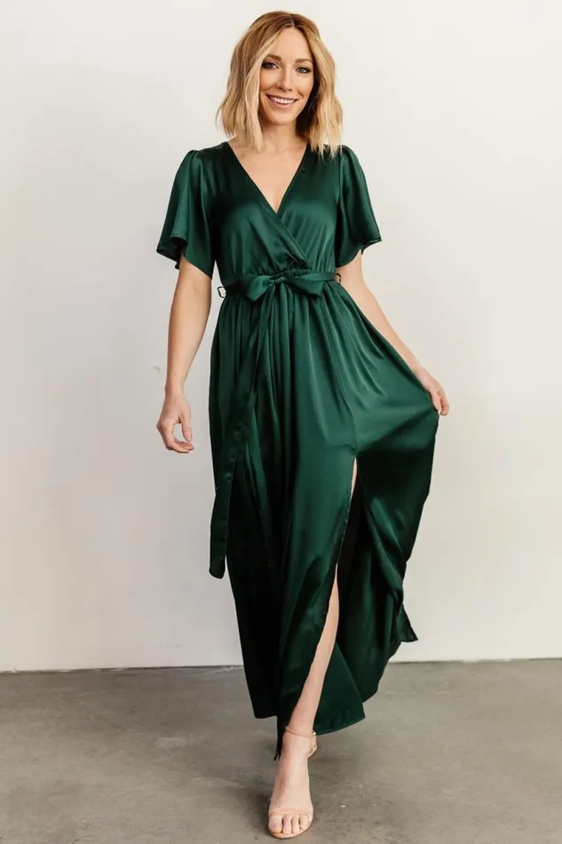 Women Sicily Satin Maxi Dress Emerald Baltic Born The Guest Edit Women Sicily Satin Maxi Dress Emerald Baltic Born The Guest Edit